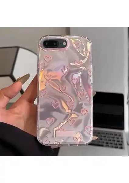 Zebana Pembe Kalp Silikon Kılıf iPhone 7 Plus için Şık ve Koruyucu Tasarım
