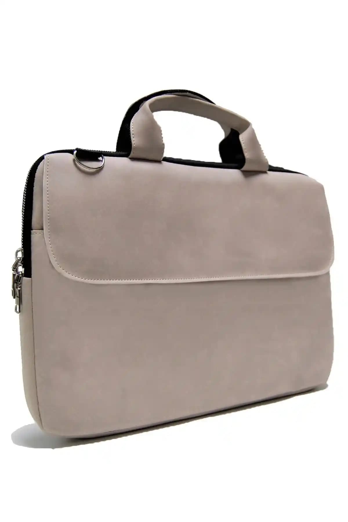 D'VERS Krem 15-15,6 İnç Uyumlu Darbeye Karşı Koruma Sağlayan Şık Laptop ve Evrak Çantası