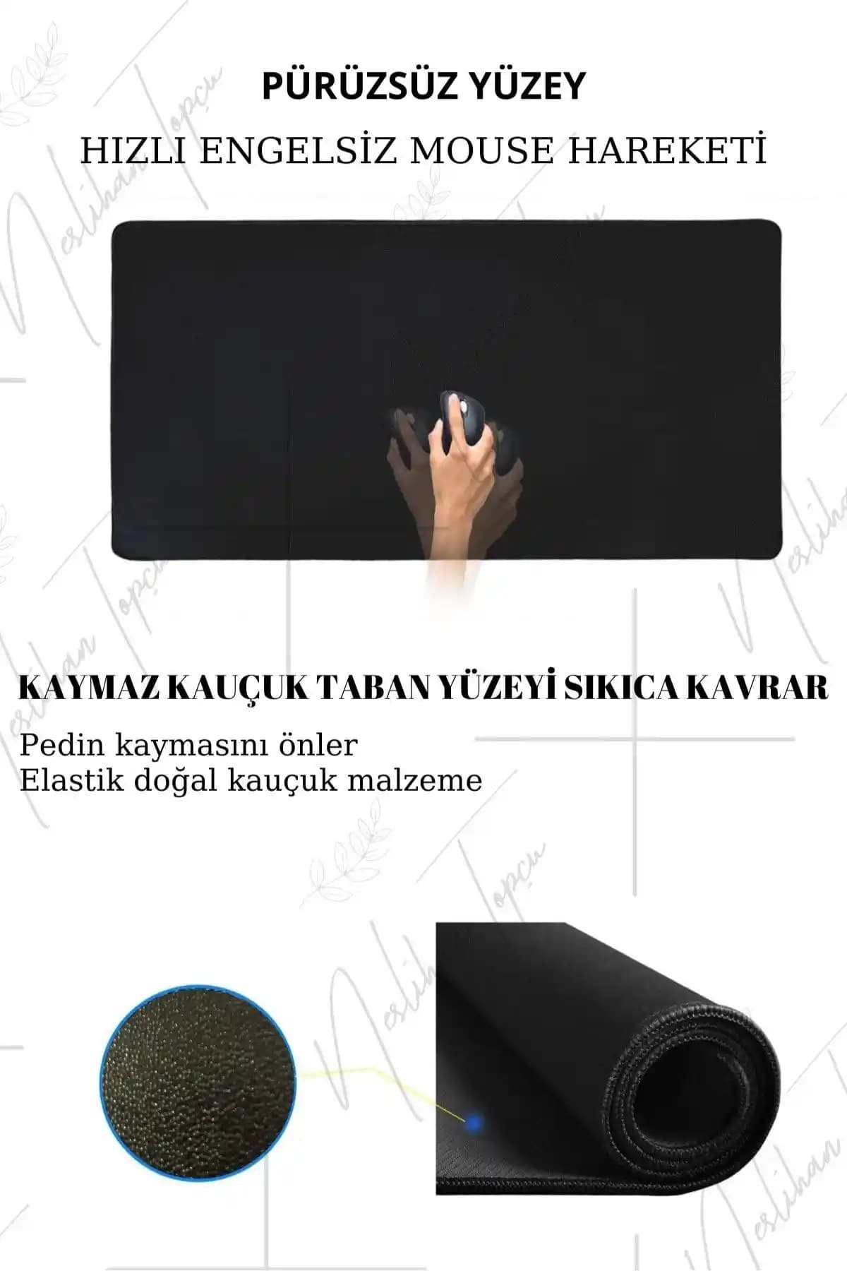 NT Handmade Oyun ve Ofis Kullanımı İçin Dayanıklı Ergonomik Kaymaz Mouse Pad