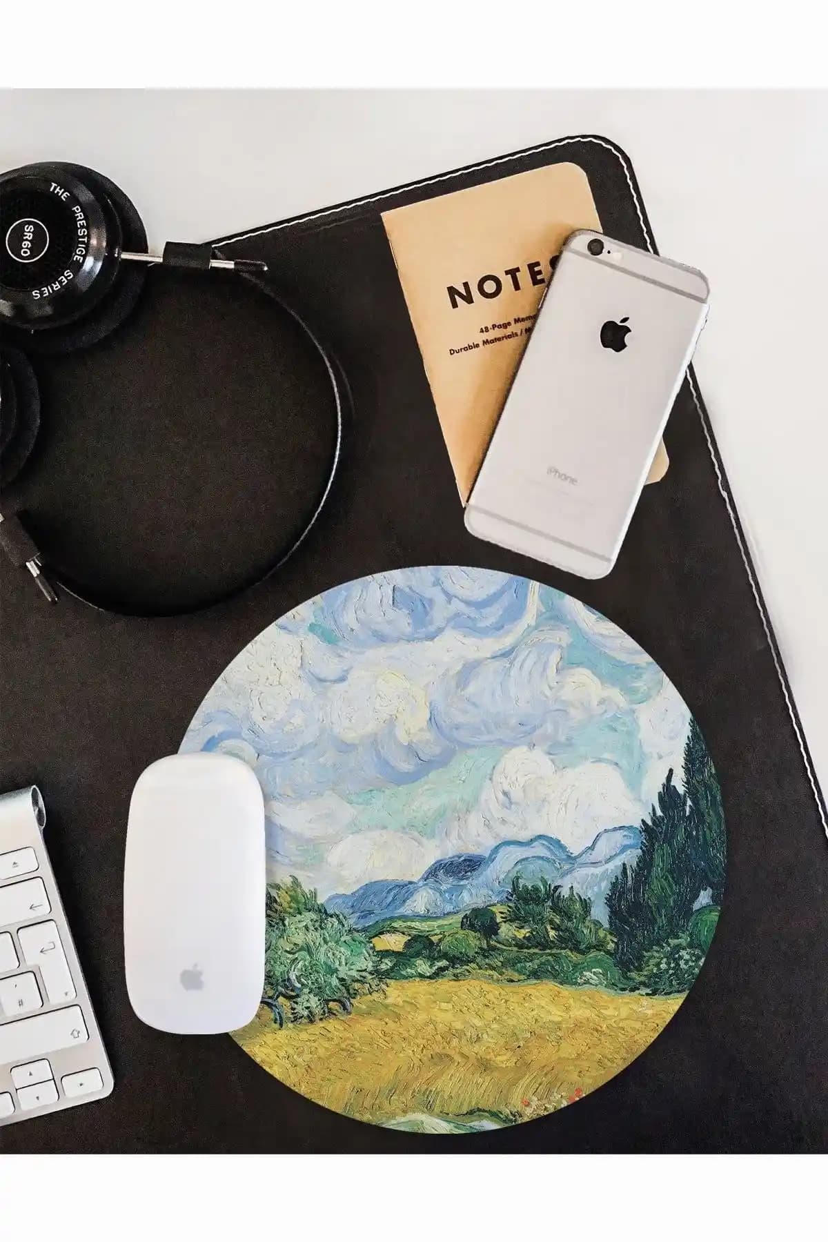 Van Gogh Tarzında Yuvarlak Mouse Pad Estetik ve Fonksiyonel Çalışma Aksesuarı