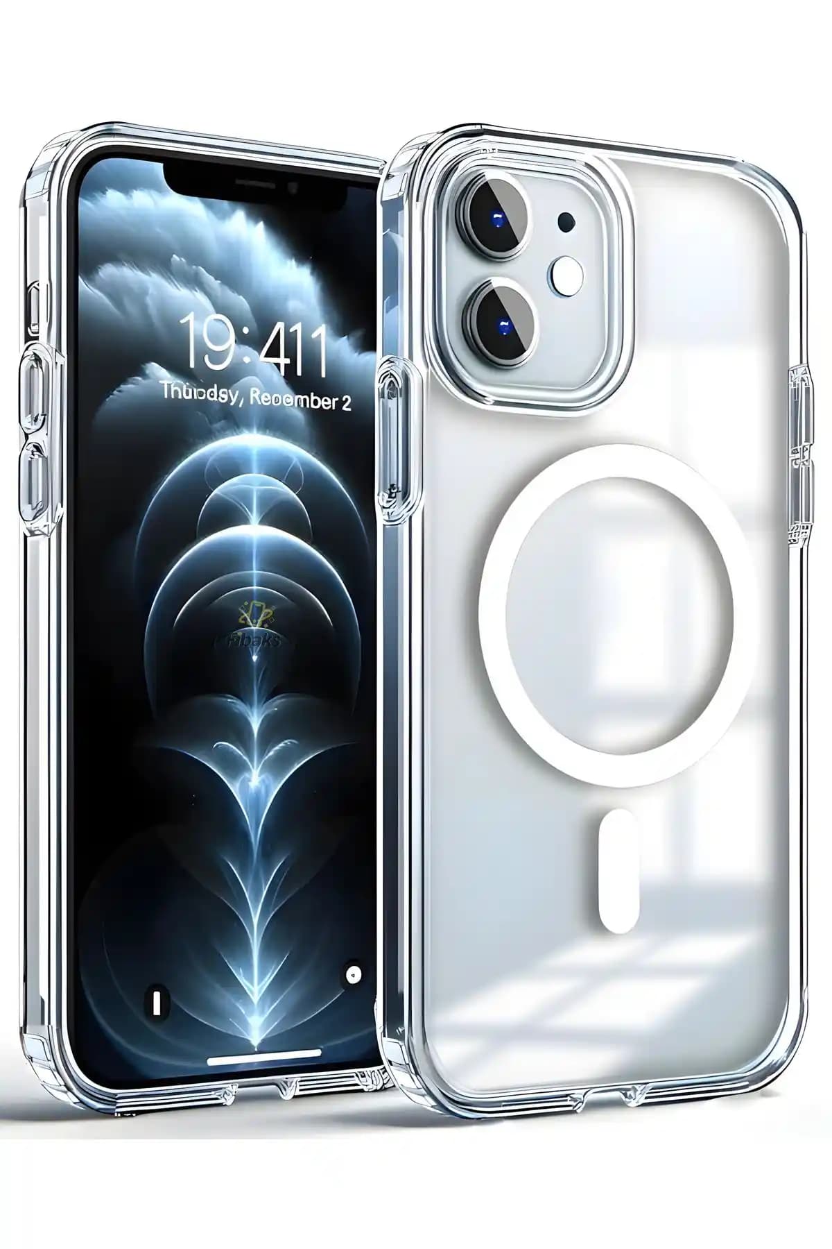 Fibaks Apple iPhone 12 Magsafe Uyumlu Şeffaf Silikon Kılıfı Günlük Koruma ve Estetik Sağlar