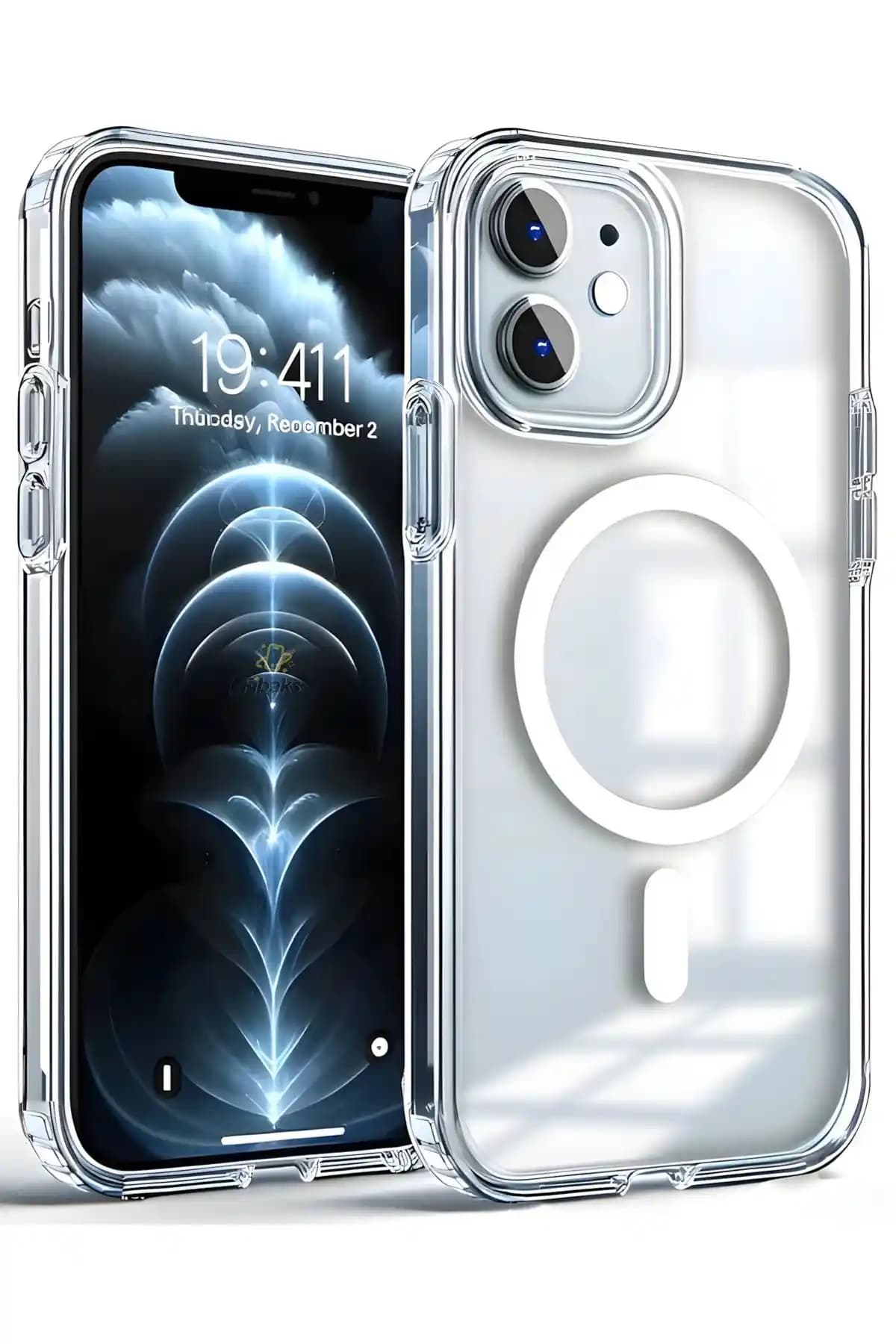 Fibaks Apple iPhone 12 Mini Magsafe Uyumlu Şeffaf Silikon Kılıf Güvenilir Koruma