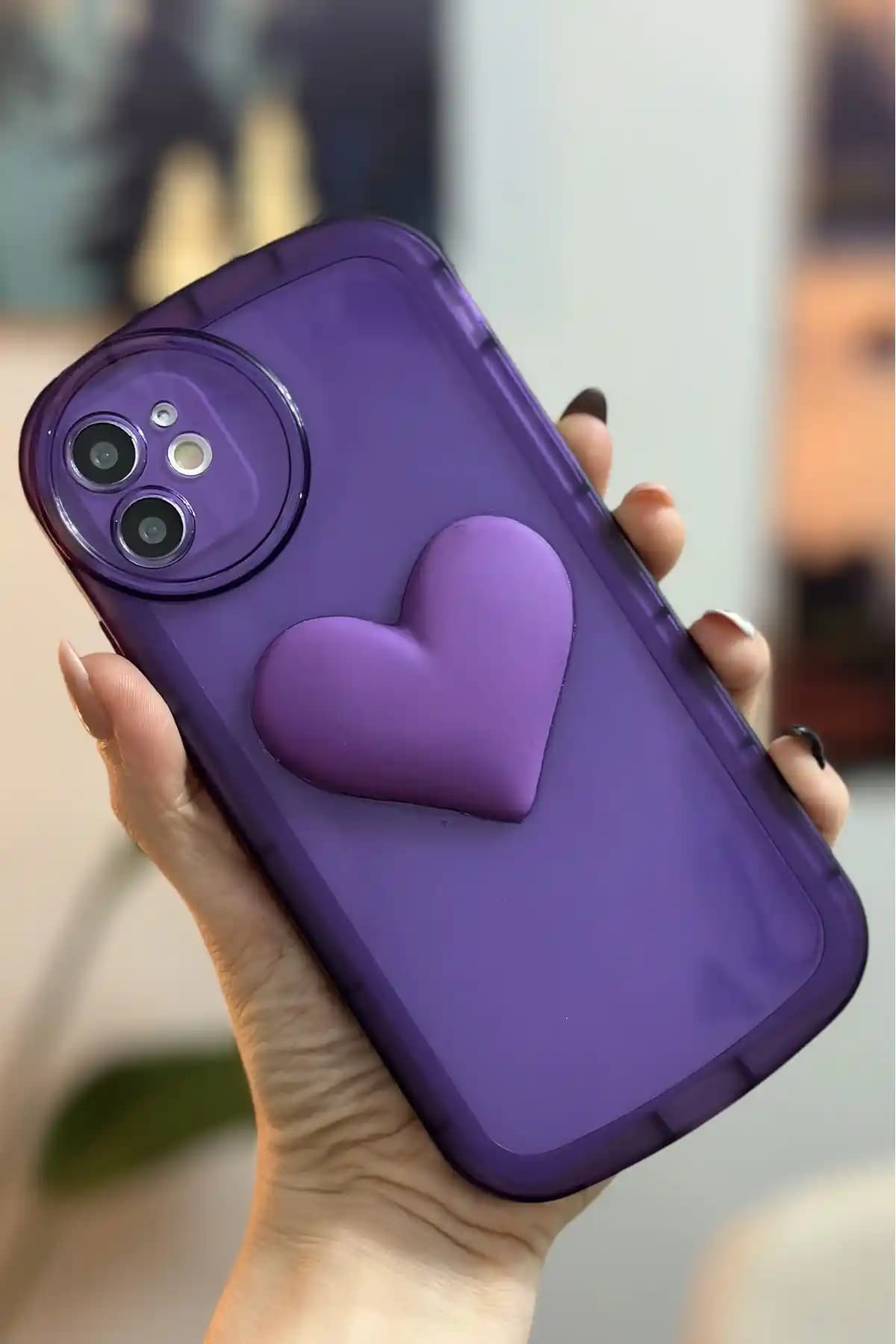 Go Aksesuar iPhone 11 Uyumlu Kalp Desenli Silikon Kılıf Renkli ve Koruyucu Tasarım