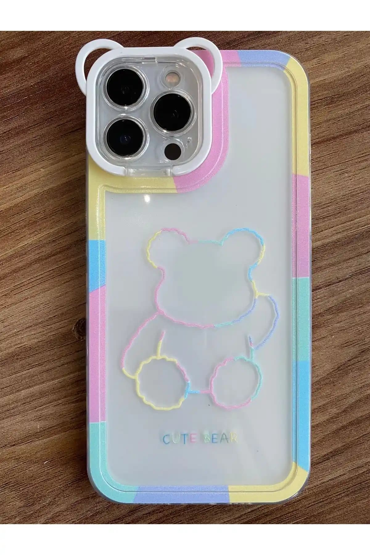 Go Aksesuar iPhone 14 Pro Max Renkli Ayıcık Desenli Silikon Kılıfı Koruma ve Şıklık Sunar