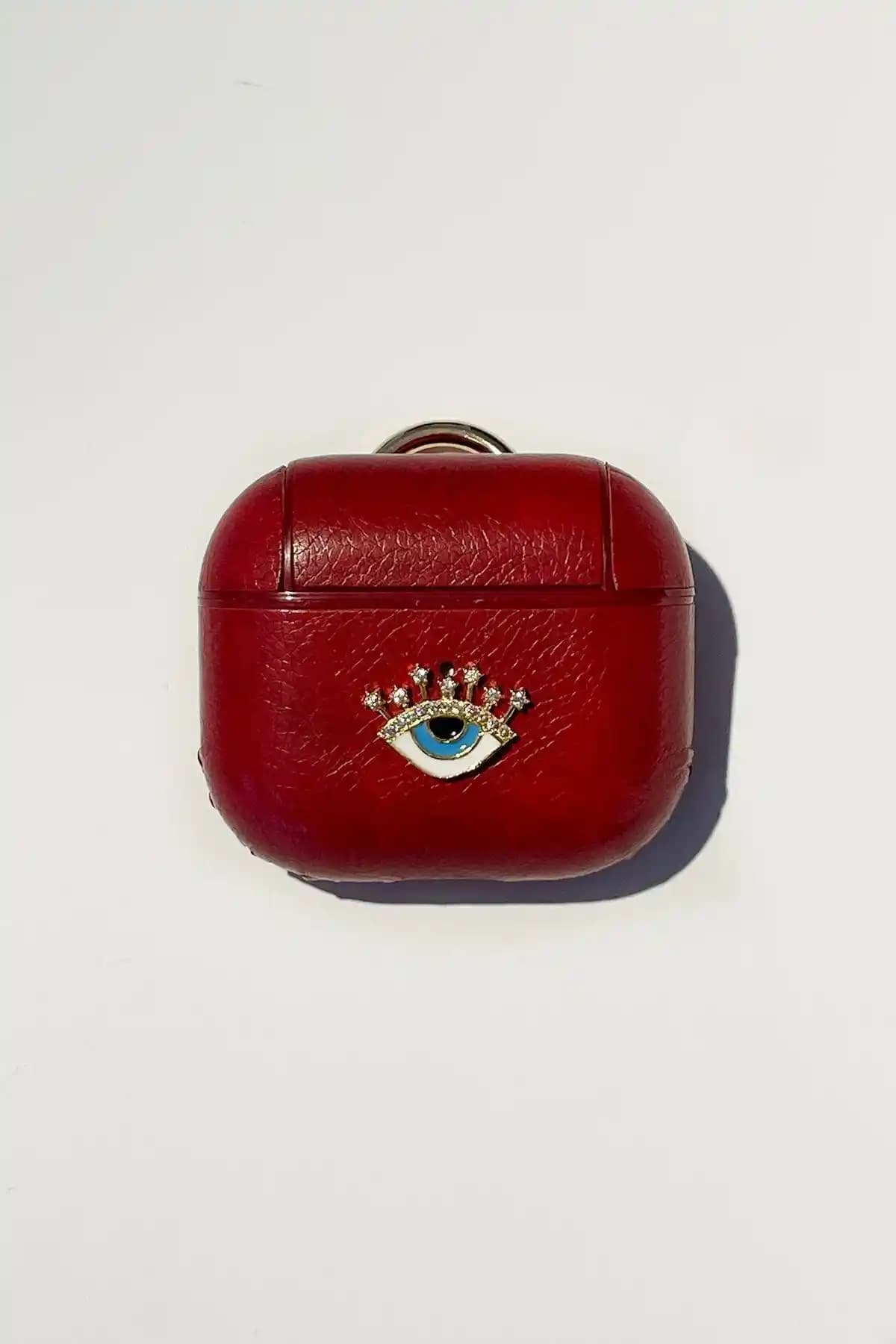 Hey Lori Göz Detaylı Kırmızı Apple 3. Nesil Kulaklık Kılıfı Estetik ve Koruyucu Tasarım