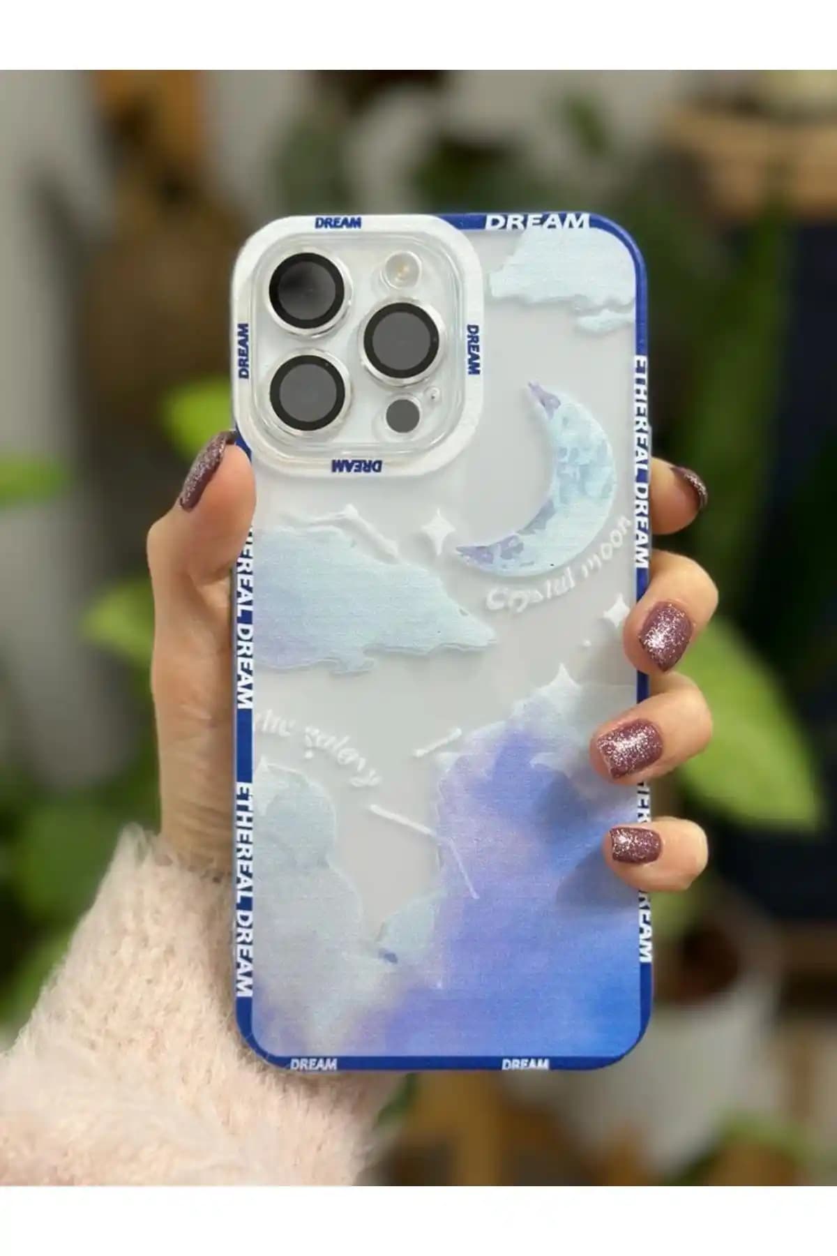 iPhone 14 Pro Max için Kristal Moon Tasarımlı Silikon Kılıf Modern ve Dayanıklı Koruma