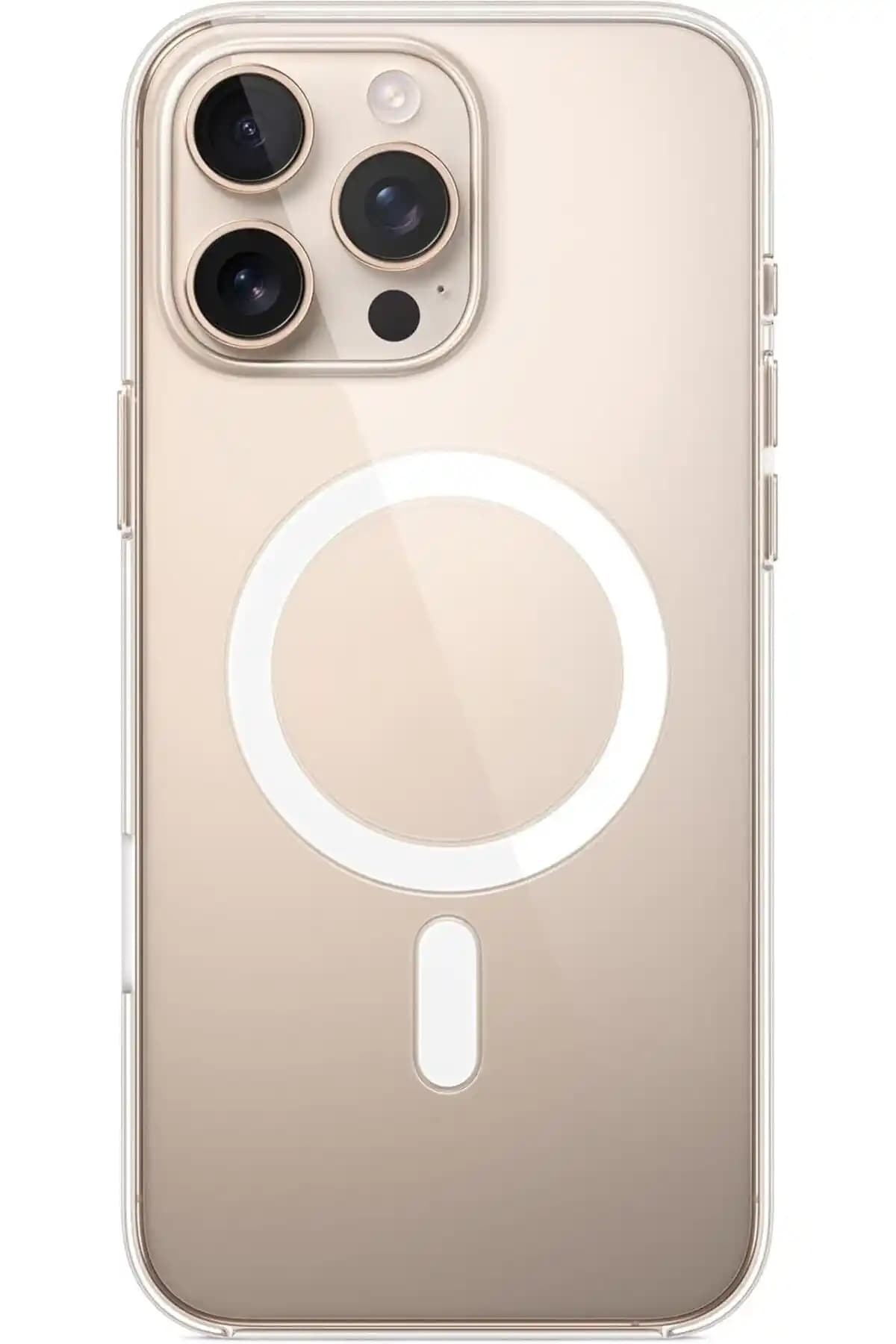 iPhone 16 Pro Max için Magsafe uyumlu şeffaf silikon kılıf yüksek koruma ve şıklık sağlar