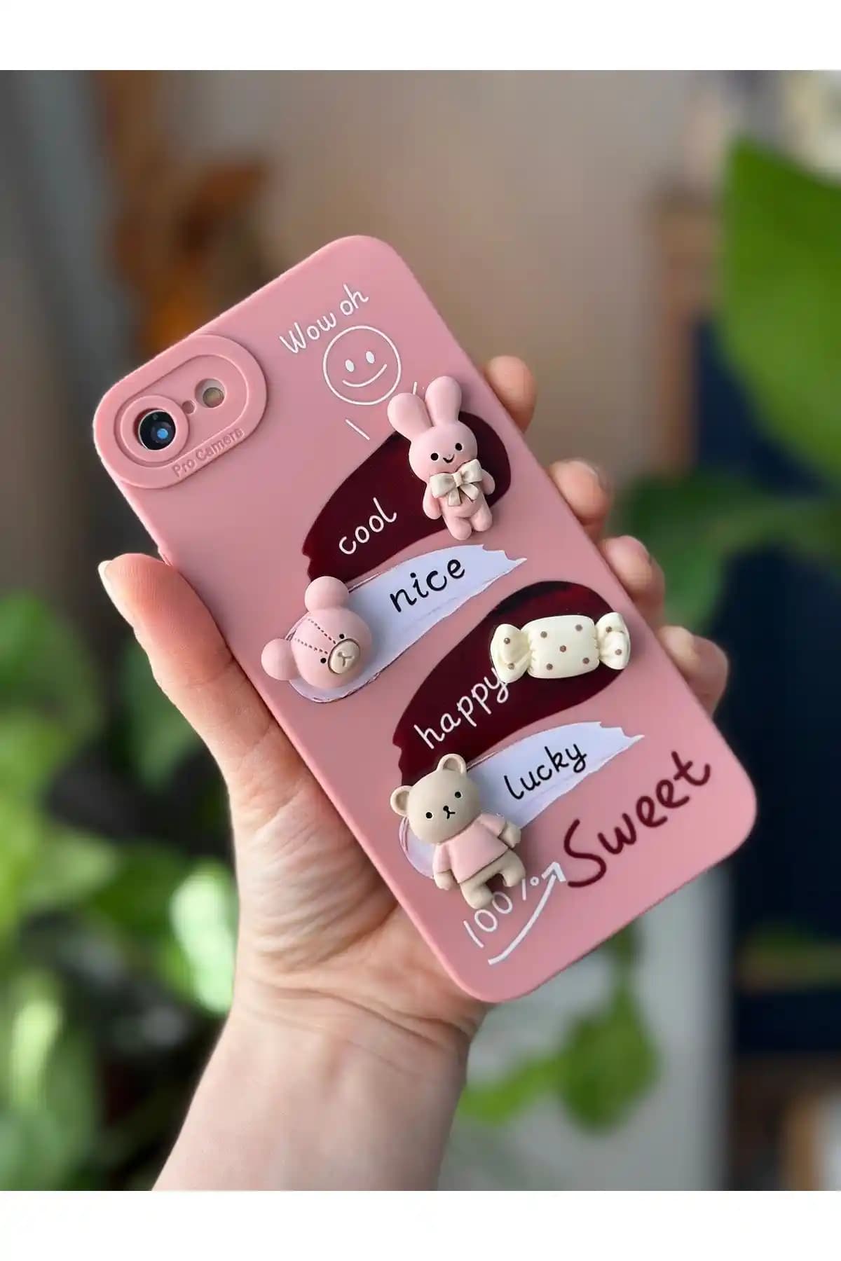 iPhone 7, 8 ve SE 2020 için şeker figürlü dayanıklı silikon kılıf