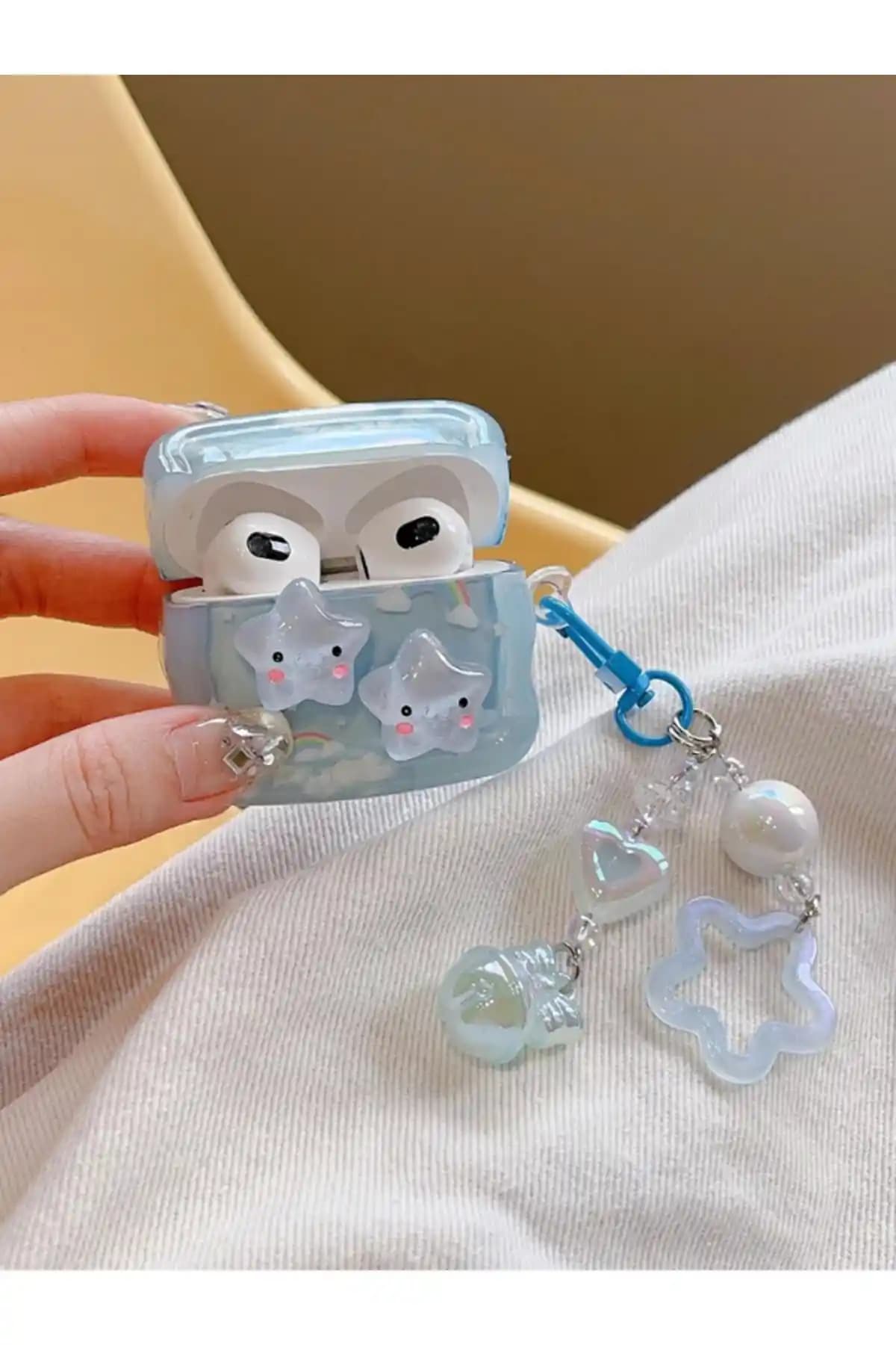 KVK PRİVACY AirPods 3 Uyumlu Mavi Yıldız Işıltılı Kulaklık Kılıfı Şık ve Dayanıklı Tasarım