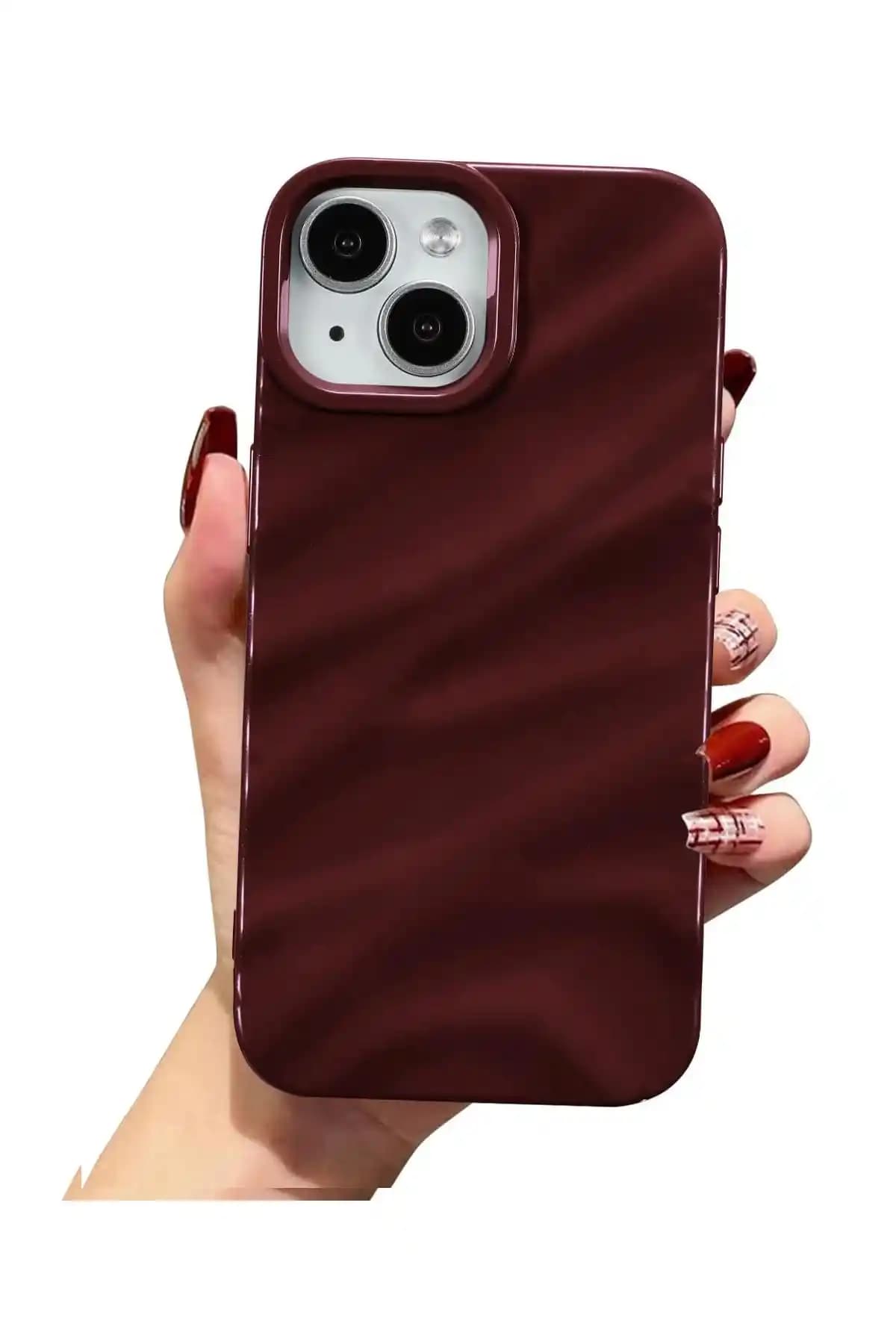 KVK PRİVACY iPhone 13-14 Uyumlu Lüks Bordo Silikon Kılıf ile Şıklık ve Koruma Sağlayın