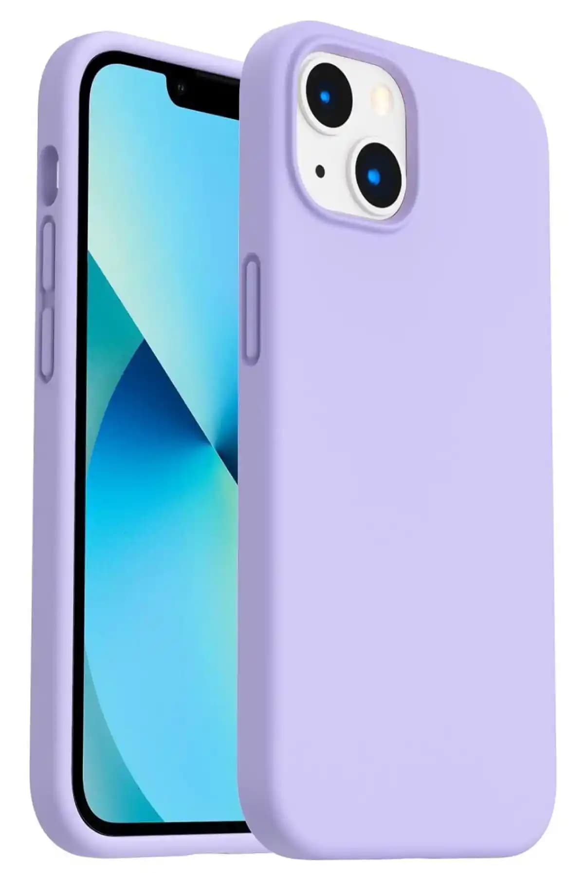 KVK PRİVACY Mor Kadife Silikon Kılıf iPhone 13 ve 14 için Şık ve Dayanıklı Koruma