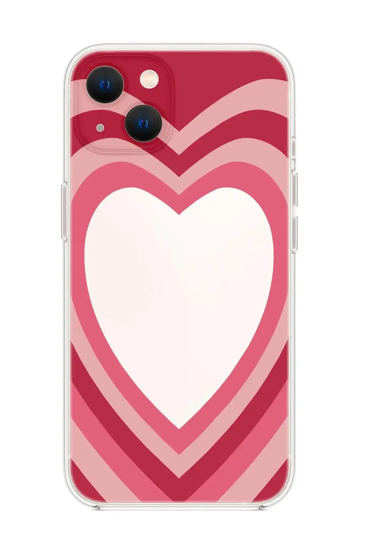 Mooodcase iPhone 13 Kalp Desenli Şeffaf Silikon Kılıfı Modern ve Koruyucu Tasarım