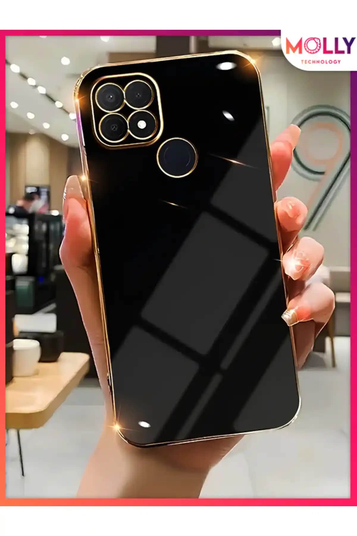 Oppo A15 ve A15s İçin Siyah ve Altın Detaylı Lüks Silikon Kılıf Ürün Tanıtımı