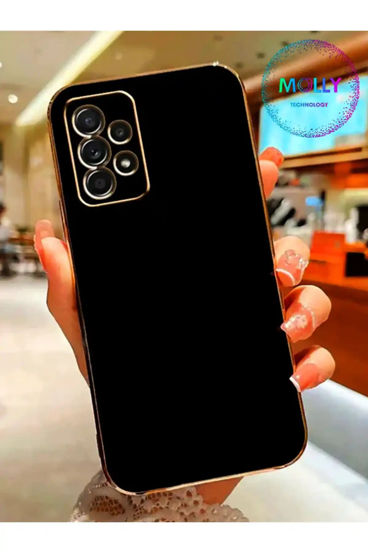 Samsung Galaxy A52 İçin Siyah Kenarları Altın Detaylı Lüks Silikon Kılıfı Özellikleri ve Kullanıcı Yorumları