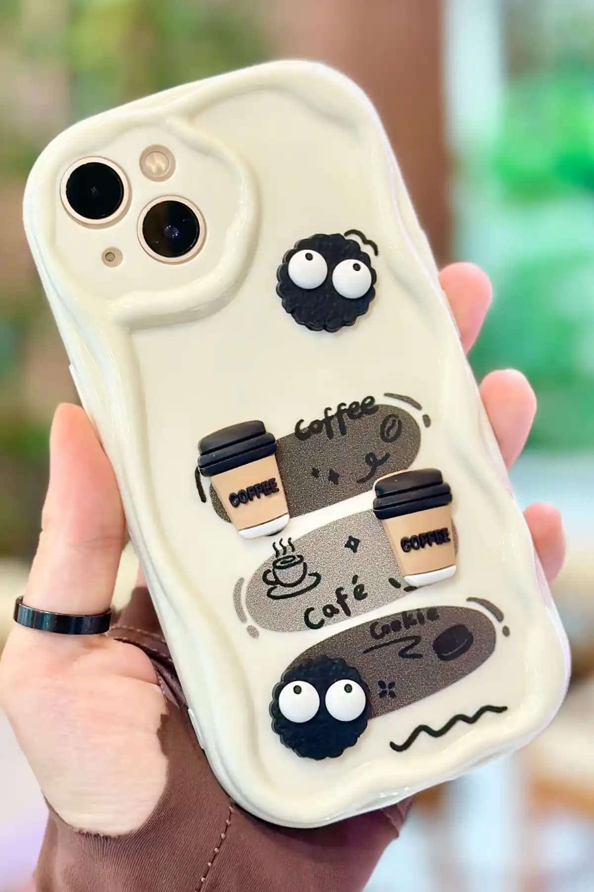 Vip Case Kahve Kurabiye Temalı 3 Boyutlu Parlak Silikon iPhone 13 Kılıfı