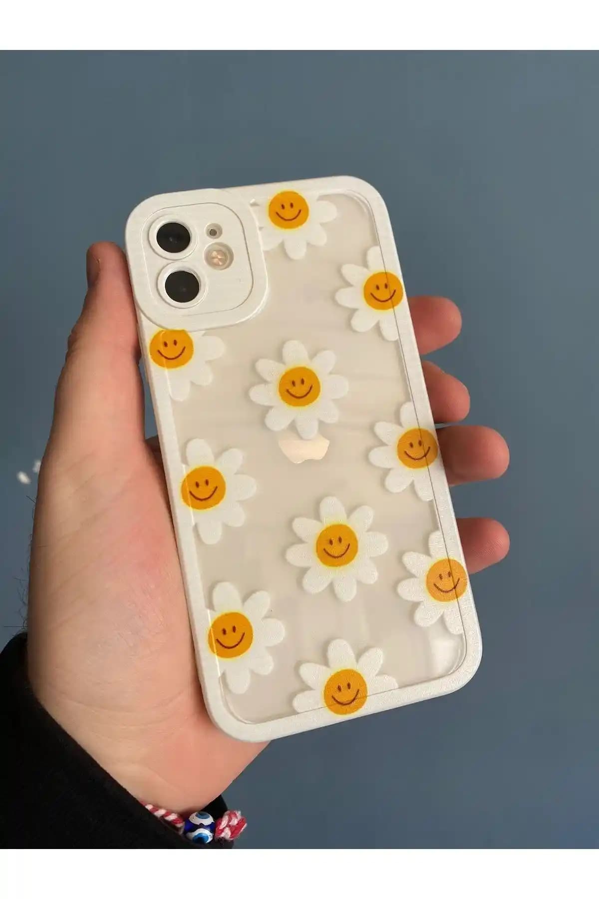 iPhone 11 için Çiçek Desenli Kamera Koruyucu Silikon Kılıfı