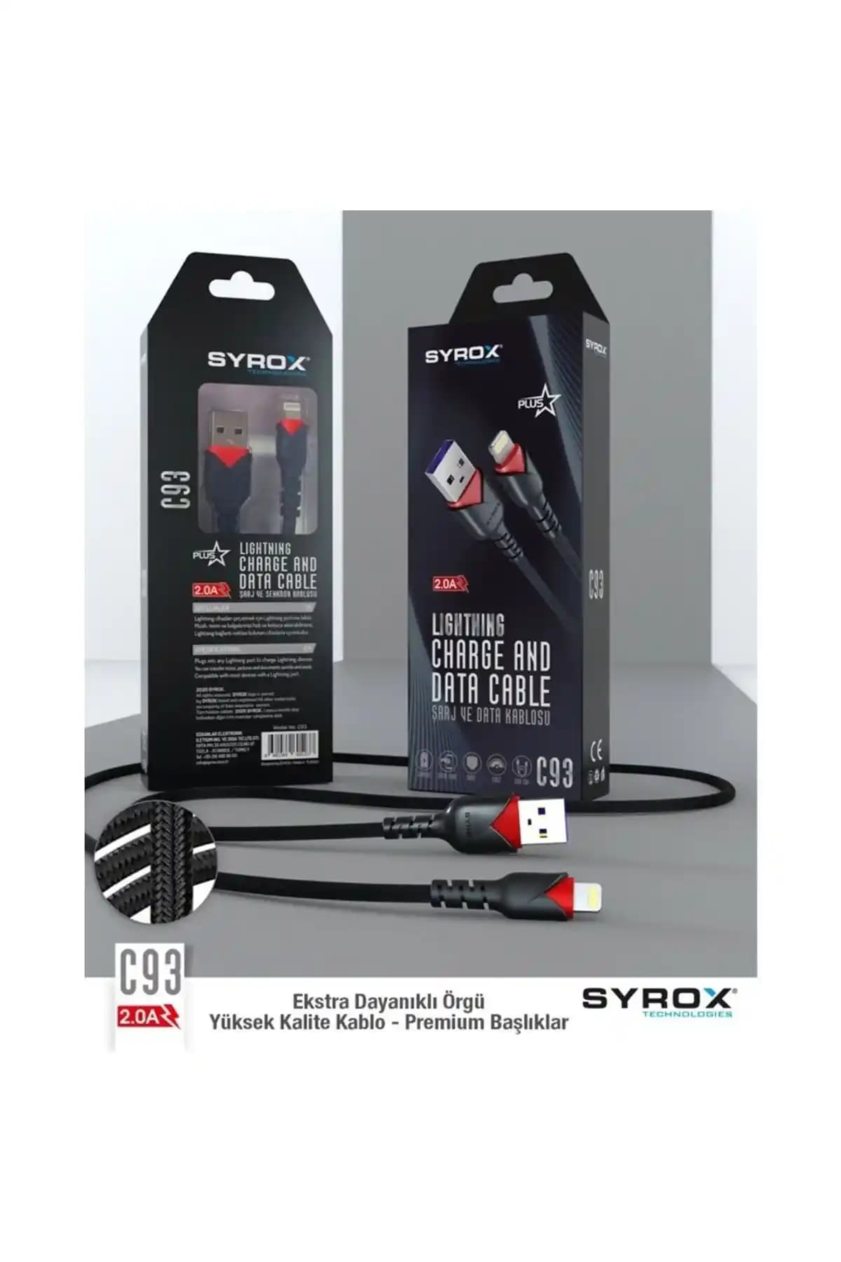 Syrox C93 Lightning Hızlı Şarj ve Veri Kablosu Türkiye Üretimi Güvenilir Çözüm