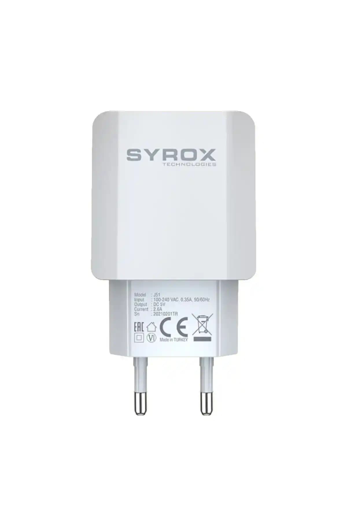 Syrox J51 Hızlı USB Şarj Adaptörü Güvenilir ve Şık Tasarımıyla Günlük Kullanım İçin